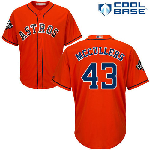 Astros #43 Lance McCullers Orange Cool Base 2019 World Series Bound Stitched Youth MLB Jersey
